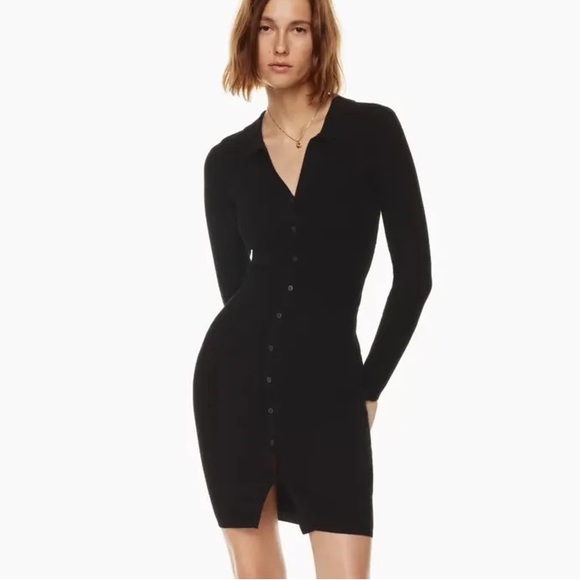 Aritzia Wilfred Cove Button Up Dress Black - Picture 1 of 3